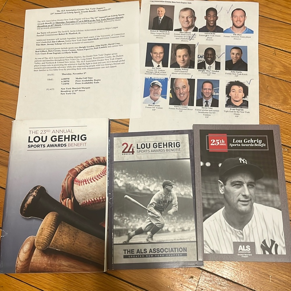 Lou Gehrig Awards Programs with 25th 24th & 23rd Anniversary Yankees 2017